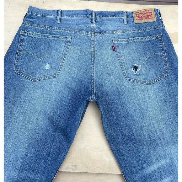 LEVIS 569 Loose Straight Denim Jeans Men's Pants Distressed Ripped Blue SZ 38x32 - Picture 5 of 6